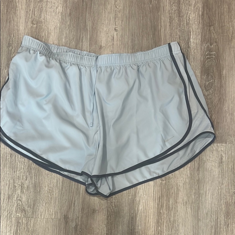 Light Blue Athletic Shorts with Black Trim